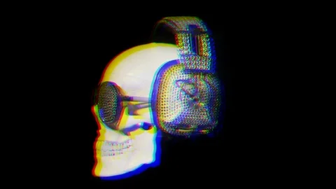 Skull head skeleton corpse human bones horror Stock Footage 91560331