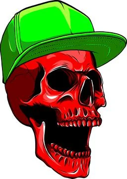 Skull head with snap back vector illustration Stock Illustration