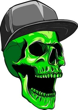 Skull head with snap back vector illustration Stock Illustration