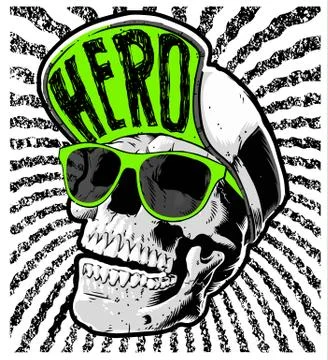 Skull head wearing a hat Stock Illustration