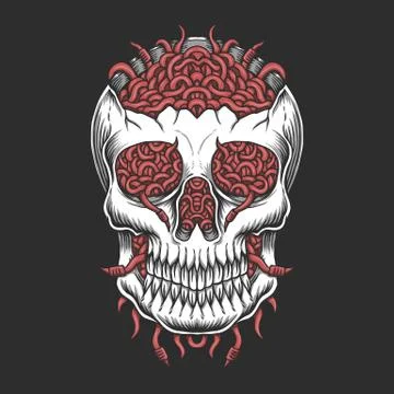 Skull head Worm vector illustration Stock Illustration