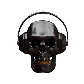 Skull with headphones Stock Illustration