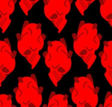 Skull heart Anatomy pattern seamless. skeleton background Vector texture Illustrazione stock