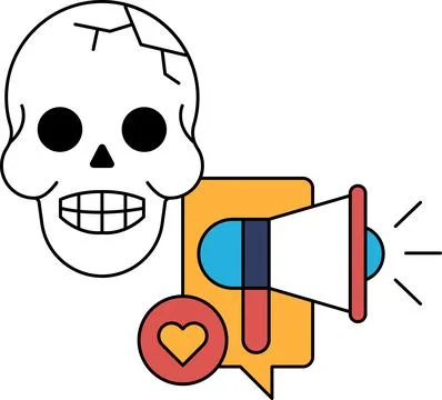 Skull with a heart and a microphone Stock Illustration