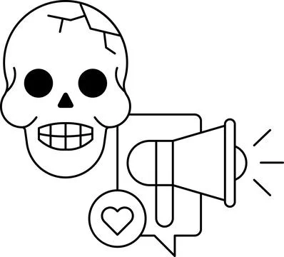 Skull with a heart and a microphone Stock Illustration