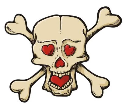 Skull with Hearts Stock Illustration