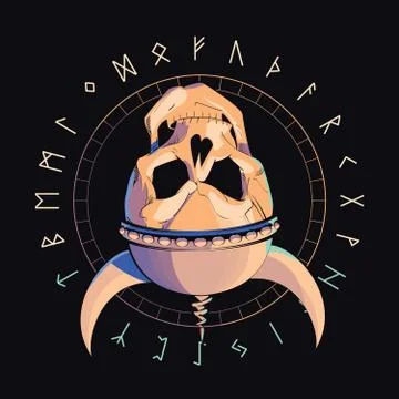  skull with a helmet turned upside down  Stock Illustration