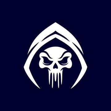 Skull in hood logo design, vector illustration Stock Illustration