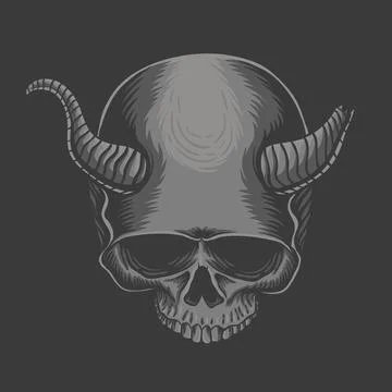 Skull horned devil vector illustration Stockillustratie