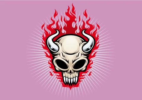 Skull with horns Stock Illustration