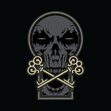 Skull Horror Graphic Illustration Vector Art T-shirt Design Stock Illustration