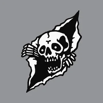Skull Horror Skeleton Line Graphic Illustration Vector Art T-shirt Design Stock Illustration