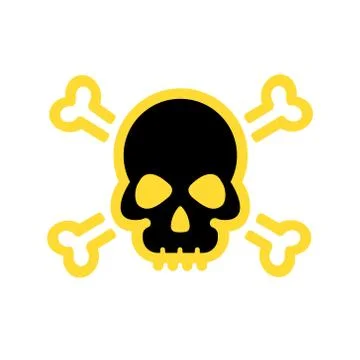 Skull human and cross bones flat icon on white background Stock Illustration