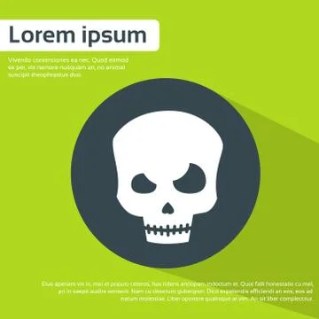 Skull Human Head Flat Icon Halloween Vector Stock Illustration