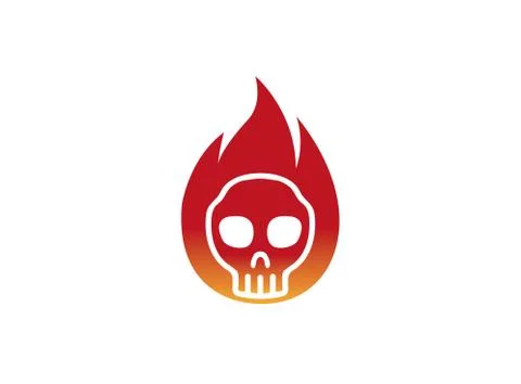 Skull human head inside a ball of fire for logo design Stock Illustration