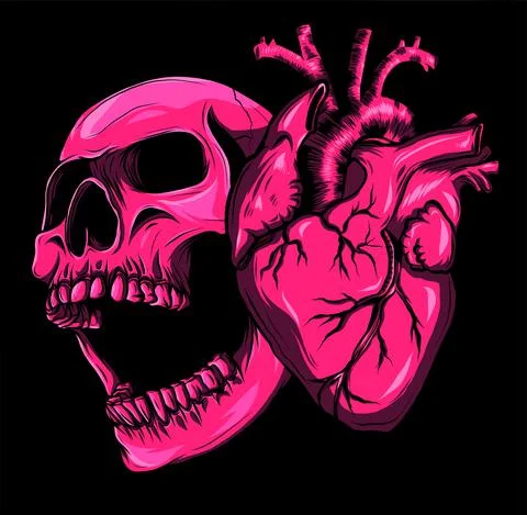 Skull with human heart. Vector illustration design Stock-Illustration