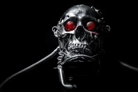 Skull of a human size robot Stock Photos