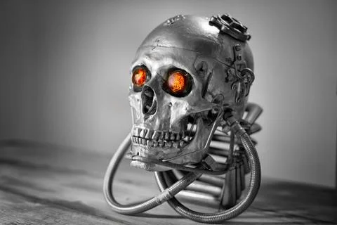 Skull of a human size robot Stock Photos