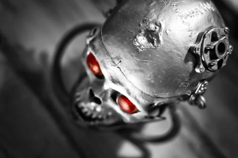 Skull of a human size robot Stock Photos