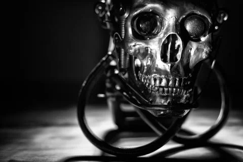 Skull of a human size robot Stock Photos