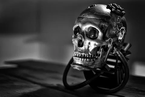 Skull of a human size robot Stock Photos