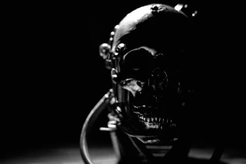 Skull of a human size robot Stock Photos