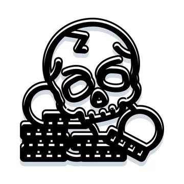 Skull icon with bones and macabre decoration Stock Illustration