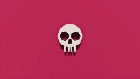 Skull icon with low poly landscape 3d render Stock Illustration