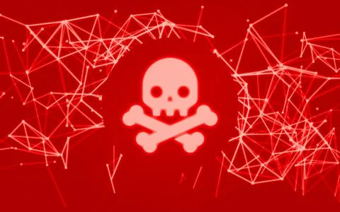 Skull icon in web space. Possibility of data loss. Stock Illustration