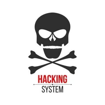 Skull icon on white background. The hacker hacked the system. Cyber crime. We 库存插图