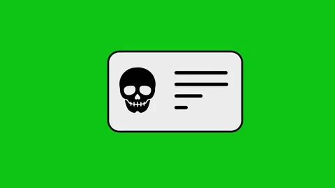 Skull identification badge animation featuring animated document processing.. 库存影片 346496696