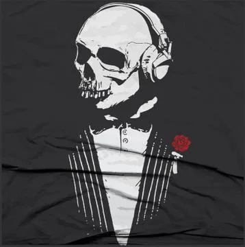 Skull illustration / a mark of the danger warning / T-shirt graphics / cool s Stock Illustration