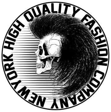 Skull illustration / a mark of the danger warning / T-shirt graphics / cool s Stock Illustration