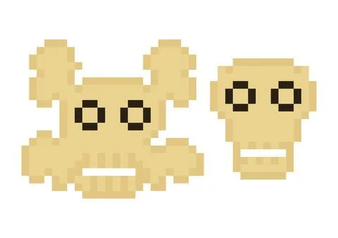 Skull illustration in pixel style Stock Illustration