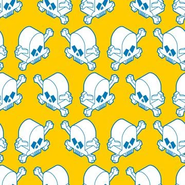 Skull isometric pattern seamless. Skeleton head abstract background. vector t Illustrazione stock
