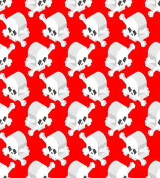 Skull isometric pattern seamless. Skeleton head abstract background. vector t Illustrazione stock