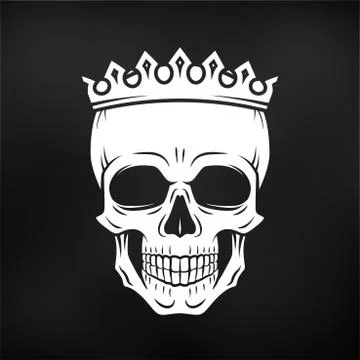Skull King Crown design element. Vintage Royal illustration in medieval style Stock Illustration