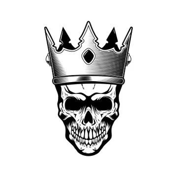 Skull in king crown. Design element for logo, label, emblem, sign. Vector ill Stock Illustration