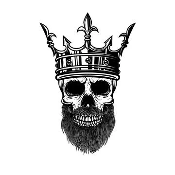 Skull with king crown. Design element for logo, label, sign, emblem. Vector.. イラスト素材