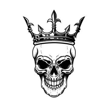 Skull with king crown. Design element for logo, label, sign, emblem. Vector.. Stock Illustration