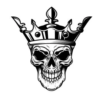 Skull with king crown. Design element for logo, label, sign, emblem. Vector.. イラスト素材