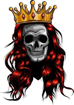 Skull with a King crown. Vector illustration. Illustrazione stock