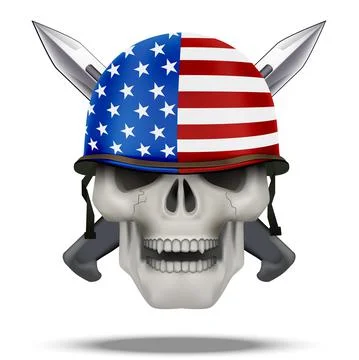 Skull with knife USA label Stock Illustration