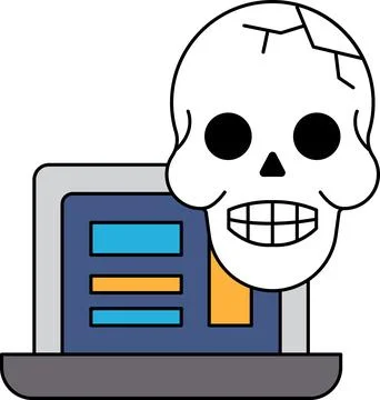 A skull is on a laptop screen Stock Illustration