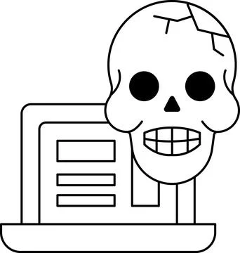 A skull is on a laptop screen Stock Illustration