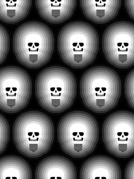Skull light bulb Pattern seamless. Concept dead idea Background. Vector textu Stock Illustration