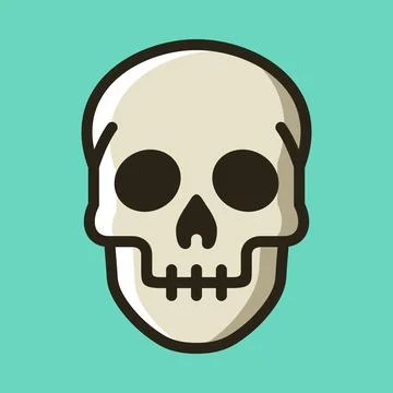 Skull line flat icon, Human skeleton head. Death, pirate and danger symbol Stock Illustration
