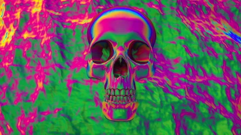 Skull In Liquid Chrome Water Видео 152252654