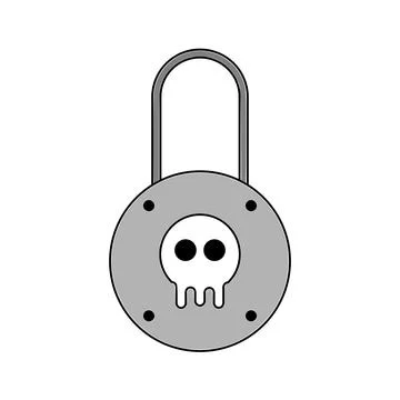 Skull Lock Icon with Unique Design Stock Illustration
