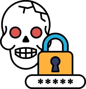 A skull with a lock on it Stock Illustration